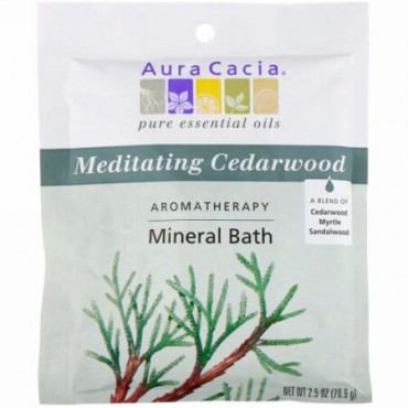 Aura Cacia, アロマテラピー・ミネラルバス、メディテーティング・シダーウッド、 2.5オンス (70.9 g)
