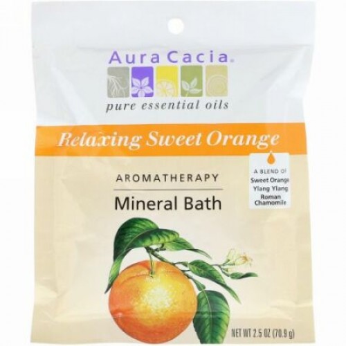 Aura Cacia, アロマセラピー ミネラルバス、 リラックススイートオレンジ、 2.5 oz (70.9 g)
