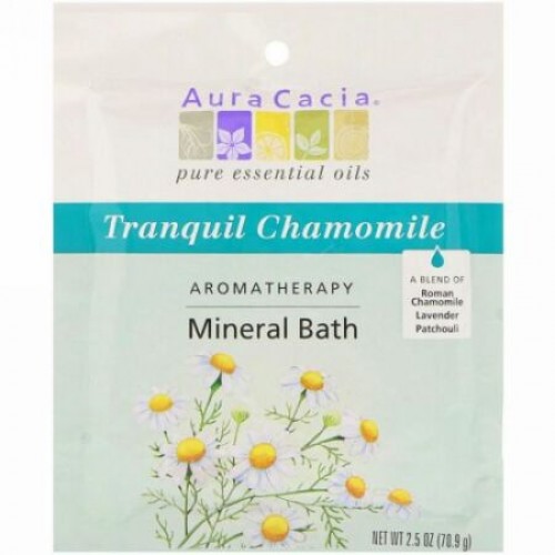 Aura Cacia, アロマセラピー ミネラルバス、 トランキールカモミール、 2.5 oz (70.9 g)