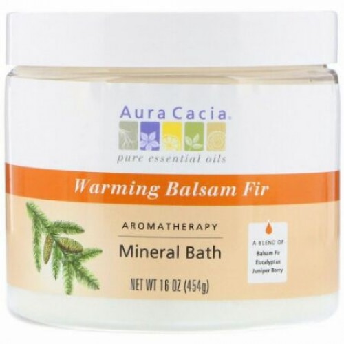 Aura Cacia, アロマセラピー ミネラルバス、 ウォーミングベルサムファー、 16 oz (454 g) (Discontinued Item)
