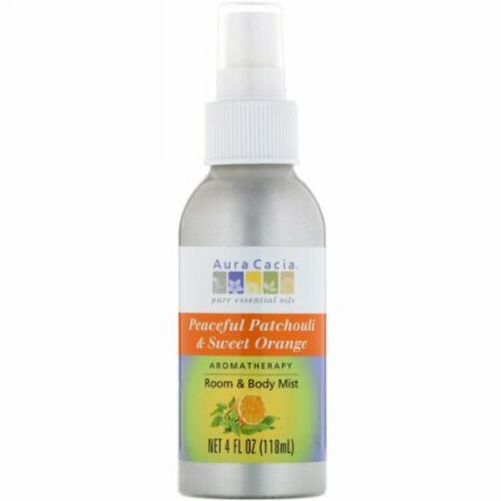 Aura Cacia, Aromatherapy Room & Body Mist, Peaceful Patchouli & Sweet Orange, 4 fl oz (118 ml)