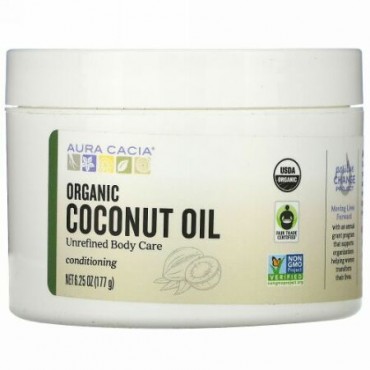 Aura Cacia, コンディショニング・オーガニックスキンケア、ココナッツオイル、6.25 oz (177 g) (Discontinued Item)
