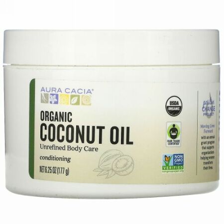 Aura Cacia, コンディショニング・オーガニックスキンケア、ココナッツオイル、6.25 oz (177 g) (Discontinued Item)