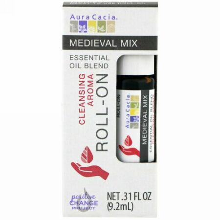 Aura Cacia, エッセンシャルオイルブレンド、クリアリングアロマロールオン、ミディーバルミックス、.31液量オンス (9.2 ml) (Discontinued Item)