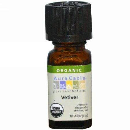 Aura Cacia, オーガニック、ヴェチバー、 .25 fl oz (7.4 ml) (Discontinued Item)