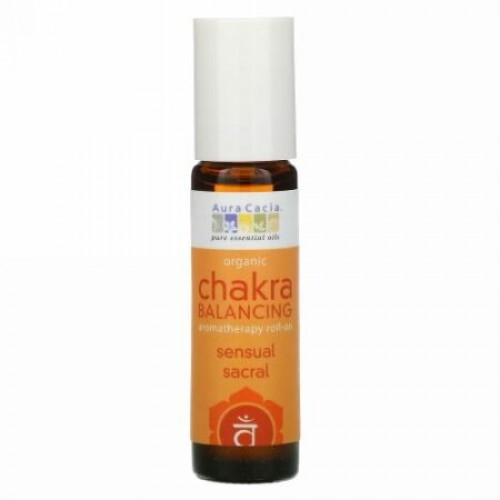 Aura Cacia, オーガニック・チャクラバランス・アロマセラピー・ロールオン、センシャル・サクラル、0.31 液体オンス（9.2 ml） (Discontinued Item)