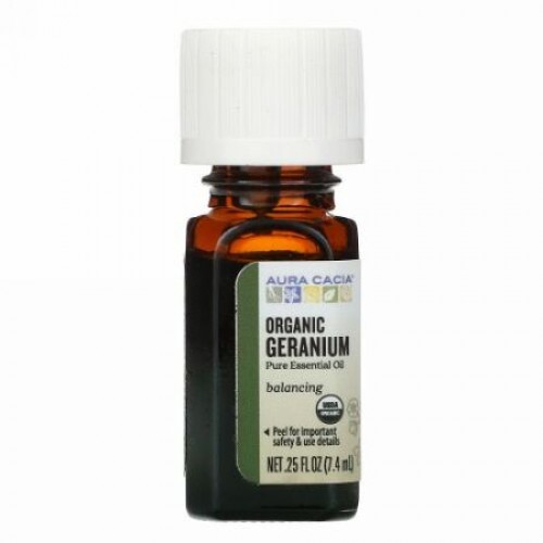 Aura Cacia, オーガニックゼラニウム、7.4ml（0.25液量オンス）