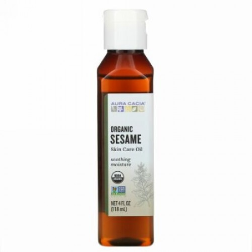 Aura Cacia, オーガニック スキンケアオイル, セサミ,  4 液量オンス (118  ml)