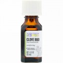 Aura Cacia, 100% 純エッセンシャルオイル、クローブバッド、0.5 液量オンス (15 ml)