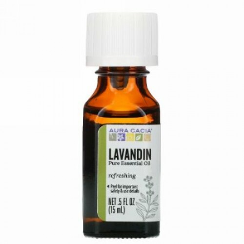 Aura Cacia, ピュア エッセンシャルオイル、ラヴァンディン、15ml（0.5液量オンス）