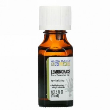 Aura Cacia, ピュア エッセンシャルオイル、レモングラス、15ml（0.5液量オンス）