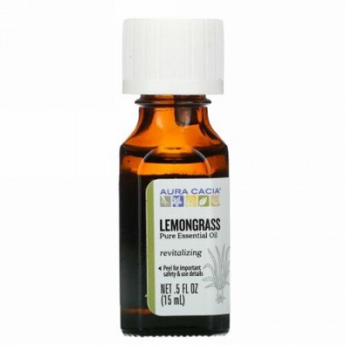 Aura Cacia, ピュア エッセンシャルオイル、レモングラス、15ml（0.5液量オンス）