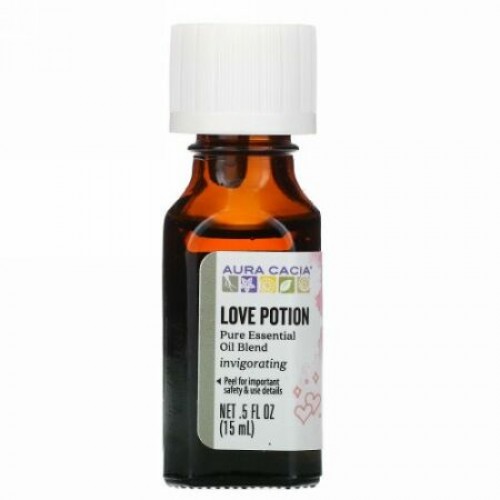 Aura Cacia, ピュアエッセンシャルオイル、ラブポーション、15ml（0.5液量オンス）