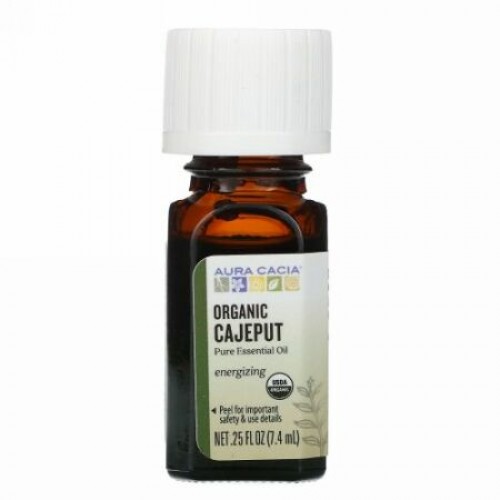 Aura Cacia, ピュアエッセンシャルオイル、オーガニックカユプテ、7.4ml（0.25 液量オンス）