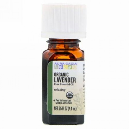 Aura Cacia, Pure Essential Oil, Organic Lavender, .25 fl oz (7.4 ml)