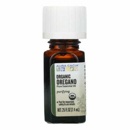 Aura Cacia, ピュアエッセンシャルオイル、オーガニックオレガノ、7.4ml（0.25液量オンス）