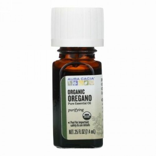 Aura Cacia, ピュアエッセンシャルオイル、オーガニックオレガノ、7.4ml（0.25液量オンス）