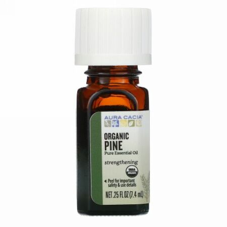 Aura Cacia, ピュアエッセンシャルオイル、オーガニックパイン、7.4ml（0.25液量オンス）