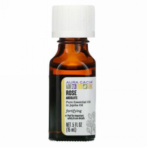 Aura Cacia, ピュア エッセンシャルオイル、ローズアブソリュート、15ml（0.5液量オンス）