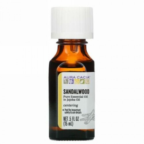 Aura Cacia, ピュアエッセンシャルオイル、ビャクダン、15ml（0.5液量オンス）