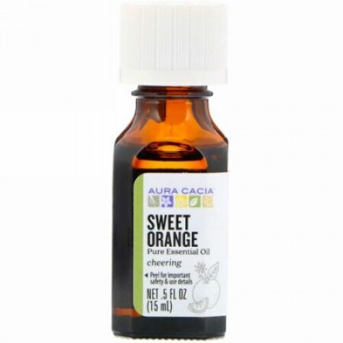 Aura Cacia, ピュアエッセンシャルオイル、スイートオレンジ、15ml（0.5液量オンス）