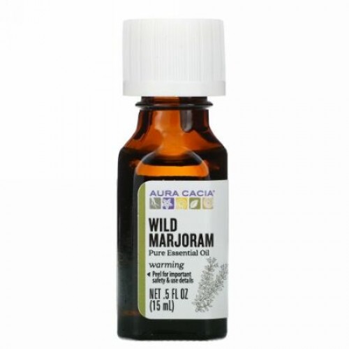 Aura Cacia, ピュアエッセンシャルオイル、天然マジョラム、15ml（0.5液量オンス）