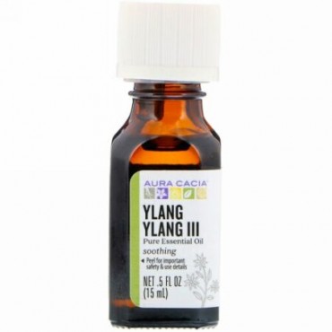 Aura Cacia, 100% ピュアエッセンシャルオイル、イランイラン III、センシュアル、.5 fl oz (15 ml)
