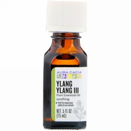 Aura Cacia, 100% ピュアエッセンシャルオイル、イランイラン III、センシュアル、.5 fl oz (15 ml)