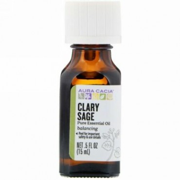 Aura Cacia, 100% ピュアエッセンシャルオイルs、 クラリーセージ、 バランシング、 .5 fl oz (15 ml)