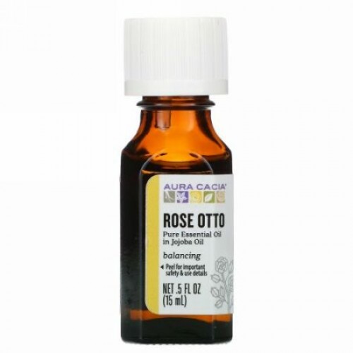 Aura Cacia, ローズオットー イン ホホバオイル、.5 fl oz (15 ml) (Discontinued Item)