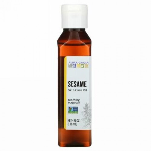 Aura Cacia, ナチュラル・スキンケア オイル, お肌を守るゴマのオイル, 4 オンス (118 ml)