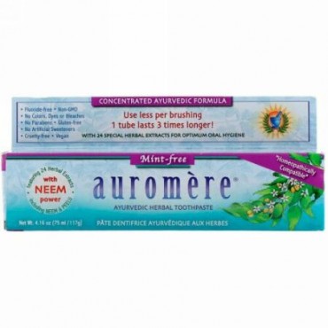 Auromere, アーユルヴェーダのハーブ練り歯磨き, ミントフリー, 4.16オンス（117 g）