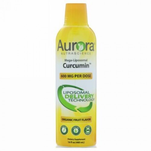 Aurora Nutrascience, メガリポソームクルクミン、オーガニックフルーツ味、600mg、16 fl oz (480 ml) (Discontinued Item)