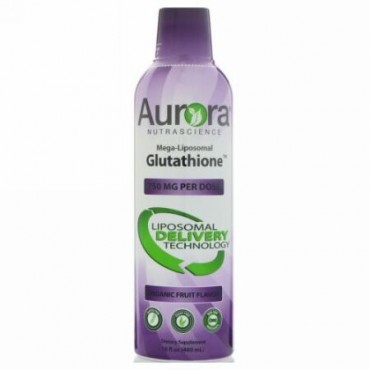 Aurora Nutrascience, メガリポソームグルタチオン、オーガニックフルーツ味、750mg、16 fl oz (480 ml) (Discontinued Item)