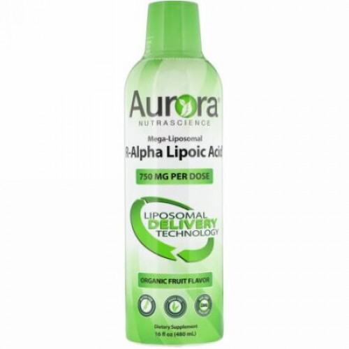 Aurora Nutrascience, メガリポソームR-アルファリポ酸、オーガニックフルーツ味、750 mg、16 fl oz (480 ml) (Discontinued Item)