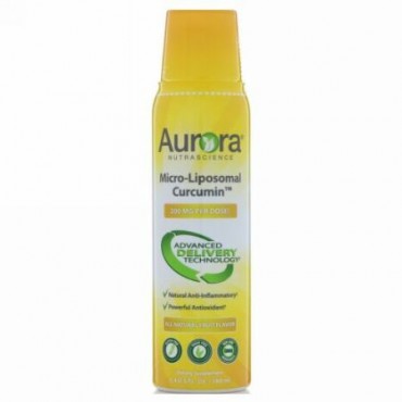 Aurora Nutrascience, マイクロリポソームクルクミン、すべてナチュラルフルーツ味、200mg、5.4 fl oz (160 ml) (Discontinued Item)