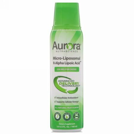 Aurora Nutrascience, マイクロリポソームRアルファリポ酸、天然フルーツ味、250mg、5.4 fl oz (160 ml) (Discontinued Item)