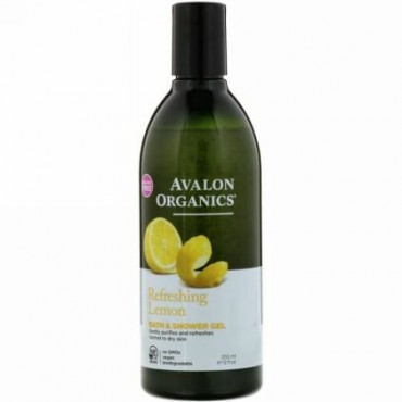 Avalon Organics, バス＆シャワージェル、レモン、12 液量オンス (355 ml) (Discontinued Item)