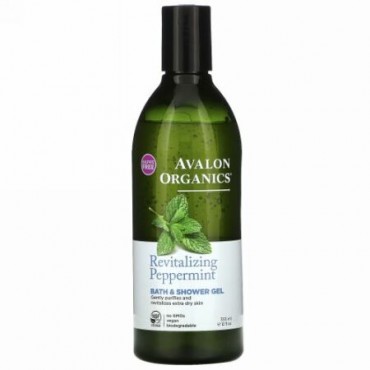 Avalon Organics, バス & シャワージェル、活性化作用のあるペパーミント、12 fl oz (355 ml)