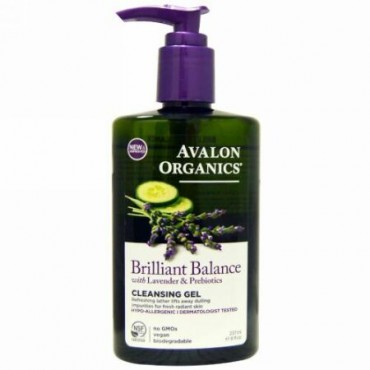 Avalon Organics, ブリリアントバランスクレンジングジェル、ラベンダー＆プレバイオティクス、 8 fl oz (237 ml) (Discontinued Item)