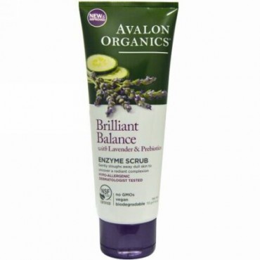 Avalon Organics, ラベンダー＆プレバイオティクスによるブリリアントバランス（Brilliant Balance）, 酵素スクラブ, 4オンス（113 g） (Discontinued Item)