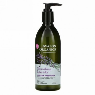 Avalon Organics, グリセリンハンドソープ、体を健康にするラベンダー、12液量オンス（355 ml）