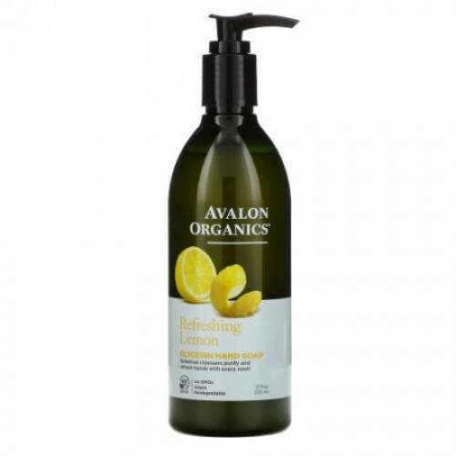 Avalon Organics, グリセリン ハンドソープ、リフレッシングレモン、355ml（12fl oz）