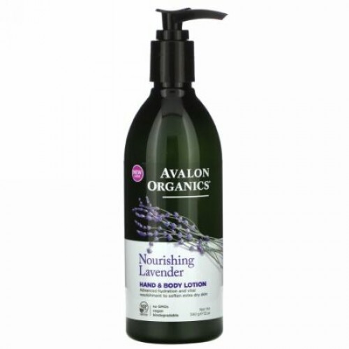 Avalon Organics, ハンド＆ボディローション、栄養たっぷりのラベンダー、340g（12オンス）
