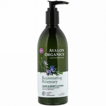 Avalon Organics, Hand & Body Lotion, Rejuvenating Rosemary, 12 oz (340 g) (Discontinued Item)