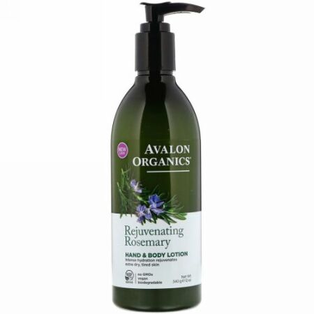 Avalon Organics, Hand & Body Lotion, Rejuvenating Rosemary, 12 oz (340 g) (Discontinued Item)