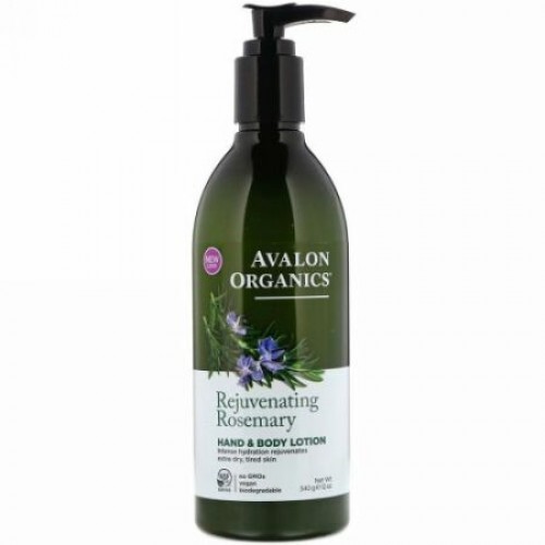Avalon Organics, Hand & Body Lotion, Rejuvenating Rosemary, 12 oz (340 g) (Discontinued Item)