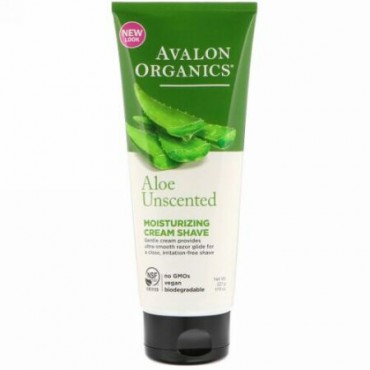Avalon Organics, モイスチャライジング・クリーム・シェーブ、アロエ無香料、8オンス(227 ml) (Discontinued Item)
