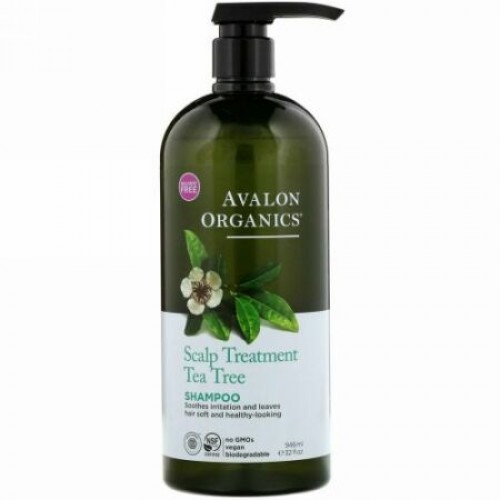 Avalon Organics, シャンプー, 頭皮トリートメント, ティーツリー, 32液量オンス (946 ml)