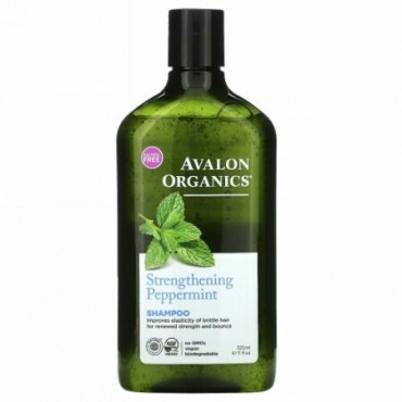 Avalon Organics, シャンプー、ペパーミントの強化、11 fl oz (325 ml)